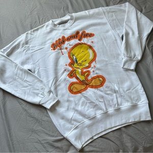 Looney Tunes “Wild and free” White Tweety Crewneck